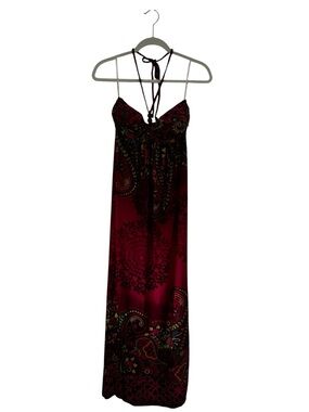 Body Central Burgundy Paisley Halter Women’s Maxi Dress Size Medium